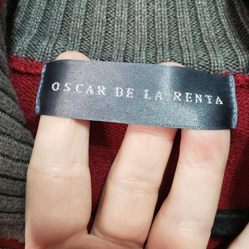 Oscar De La Renta Men's Red Cotton ¼ Zip Sweater - Picture 4 of 5